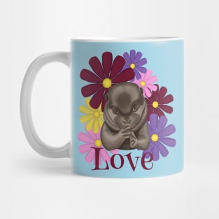 Love. Otter with flowers. Mug